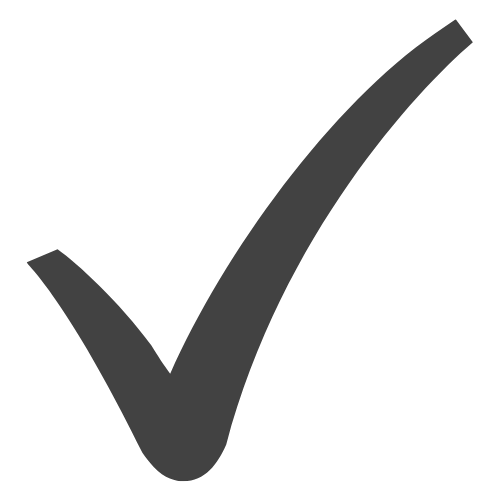 A large gray checkmark check symbol.