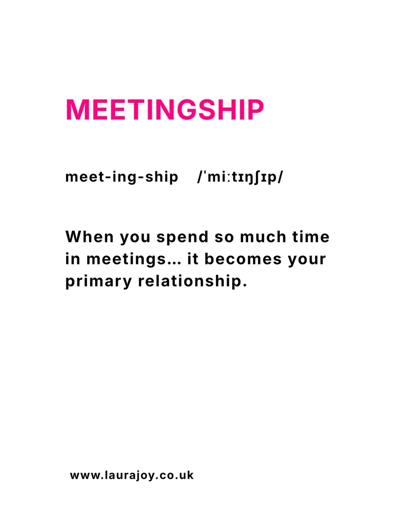 MEETINGSHIP It&rsquo;s committed. It shows up every day. It takes up all your time. And yet somehow... you&rsquo;ve got nothing to show for it. 

Drop a 💍 if you&rsquo;re in a meetingship.