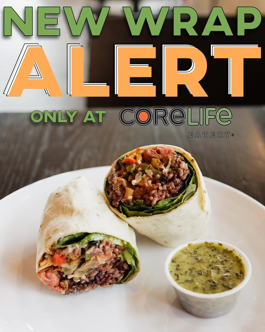 🌯 NEW WRAP ALERT 🌿

Introducing our Chimichurri Wrap &mdash; bold, fresh, and packed with flavor! Grilled steak, crisp greens, and our zesty house-made chimichurri sauce all wrapped up and ready to go.