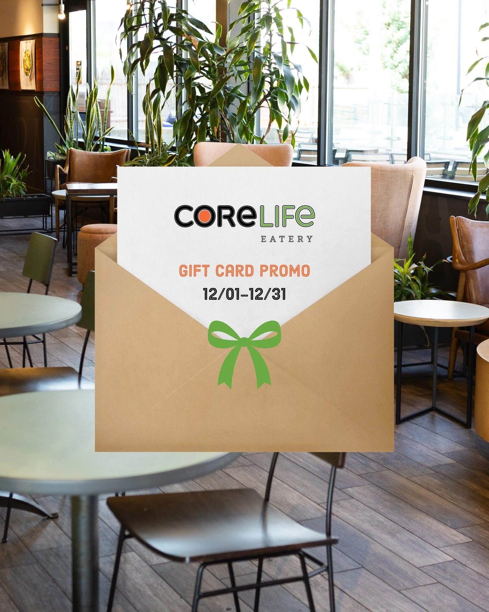🎁 There&rsquo;s still time!
Looking for an easy, feel-good gift? Buy a $25 CoreLife Eatery gift card and get a $5 coupon to enjoy later.

Available on the app or in-store&mdash;but don&rsquo;t wait!
⏰ Offer ends 12/31