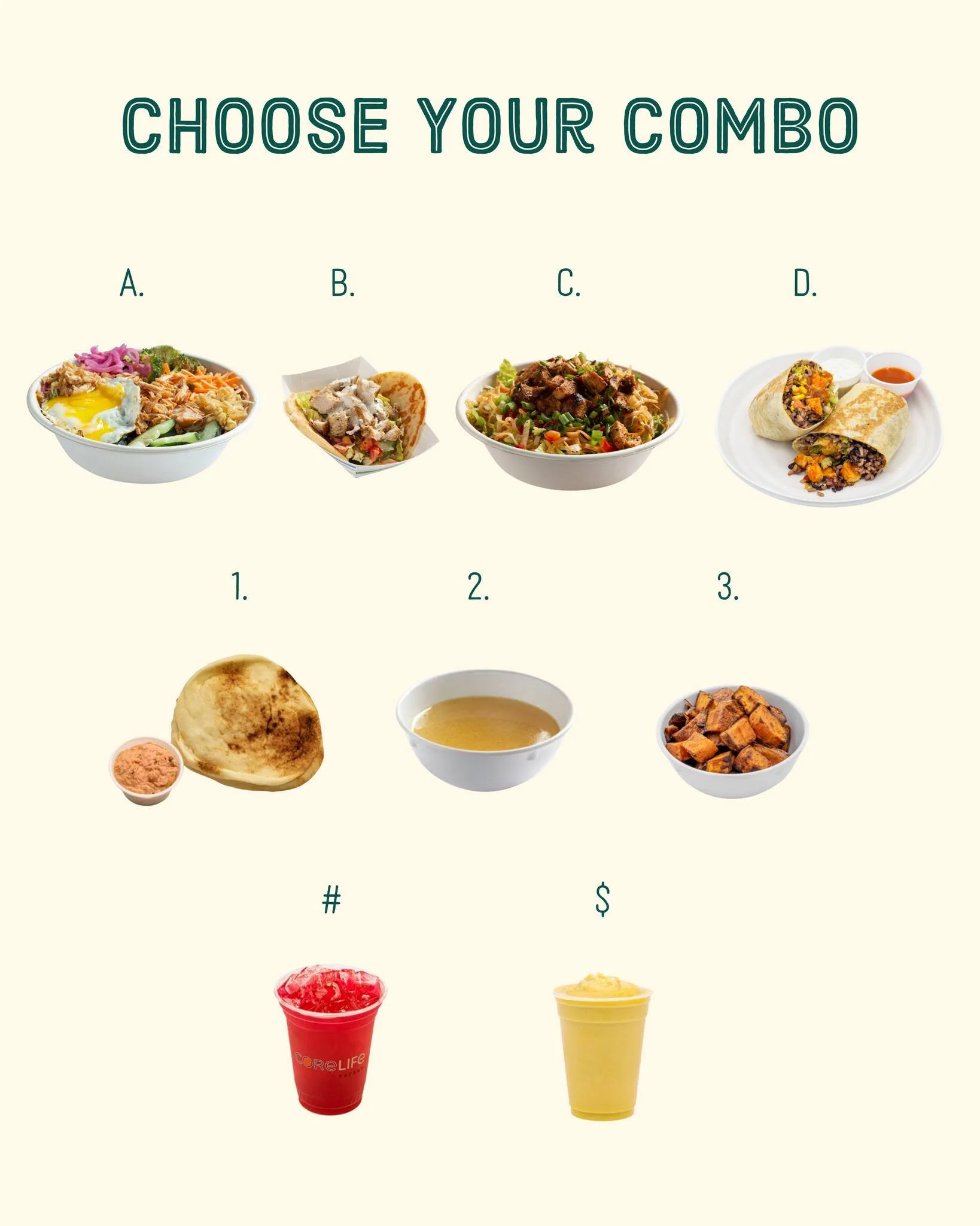 A, B, C, or D?
1, 2, or 3?
or $?

Build your perfect meal at CoreLife Eatery and drop your combo in the comments ⬇️

We&rsquo;re going with C + 3 + $ today.

What&rsquo;s yours? 🥗🔥