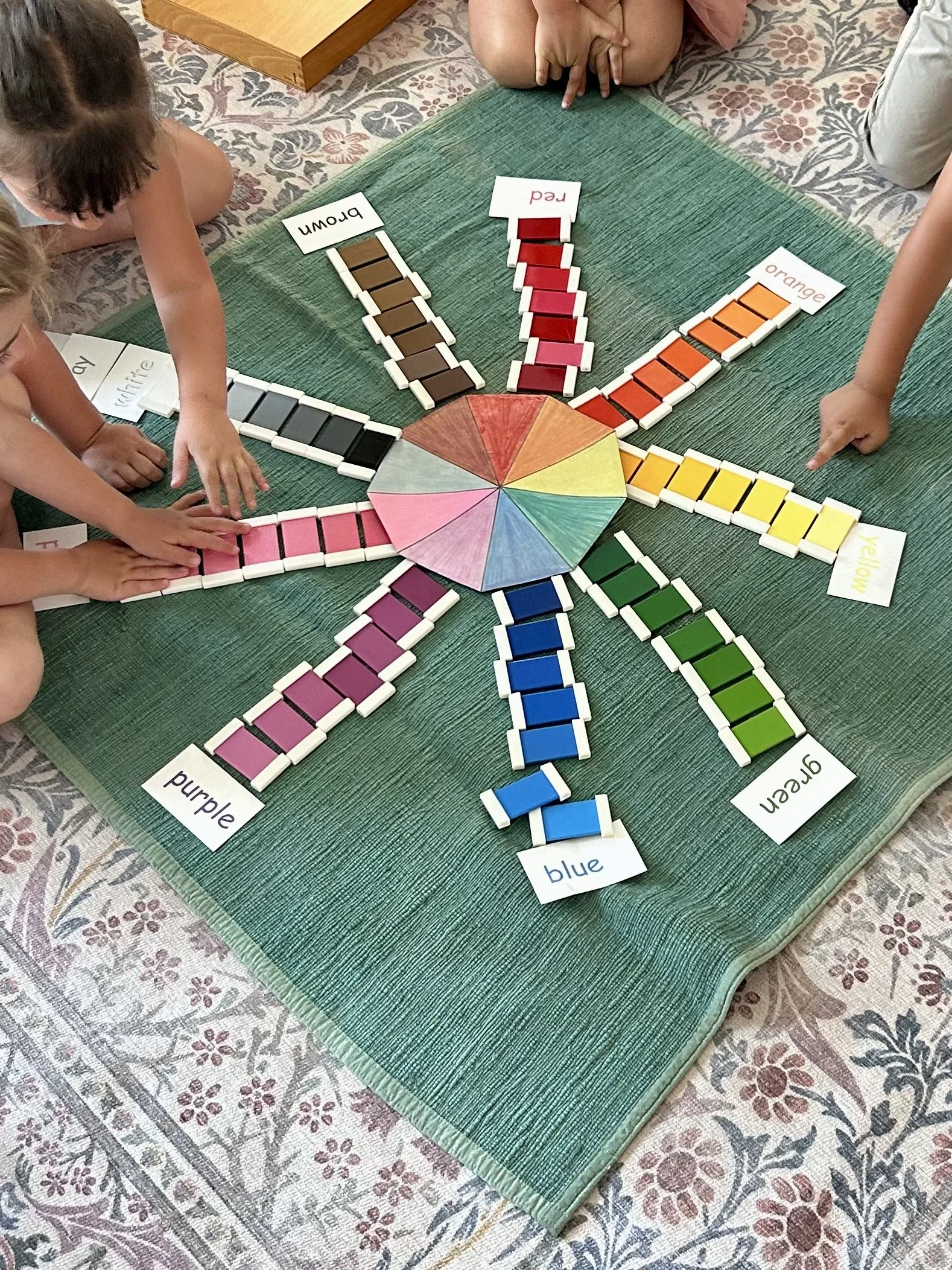 Students working together on color wheel