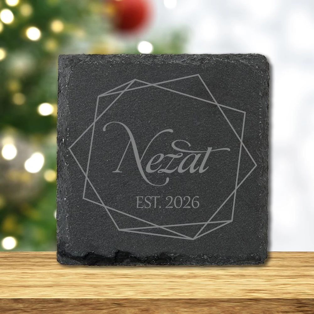 Personalized Engraved Slate Coaster - Set of 2