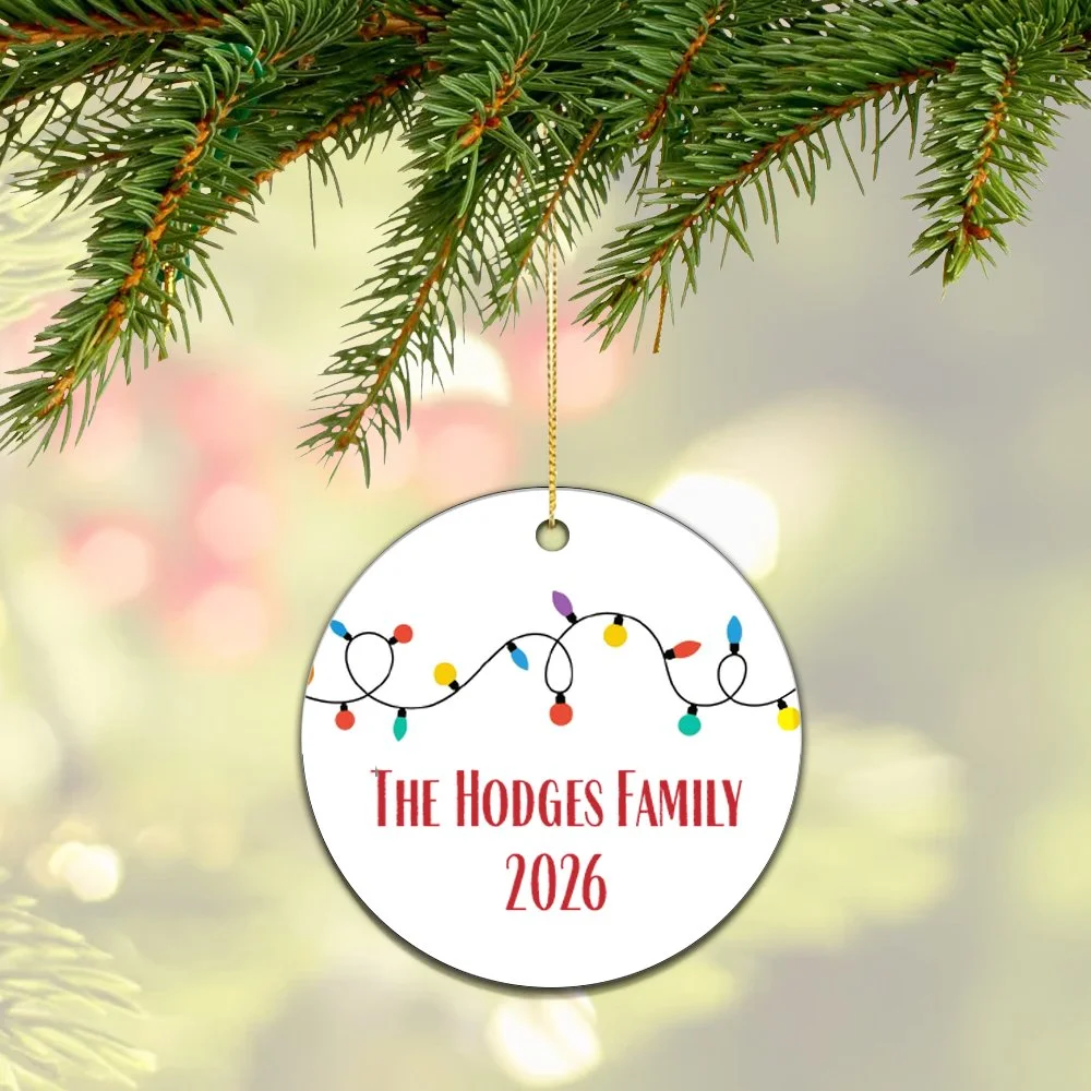 Simple Family Name Ceramic Ornament
