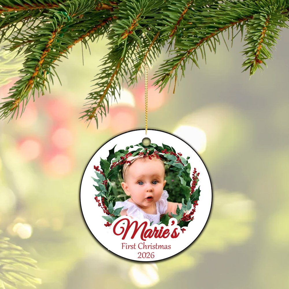 My First Christmas Personalized Photo Ceramic Ornament
