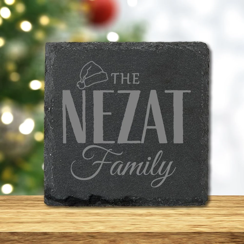 Family Name Engraved Slate Coaster - Set of 2