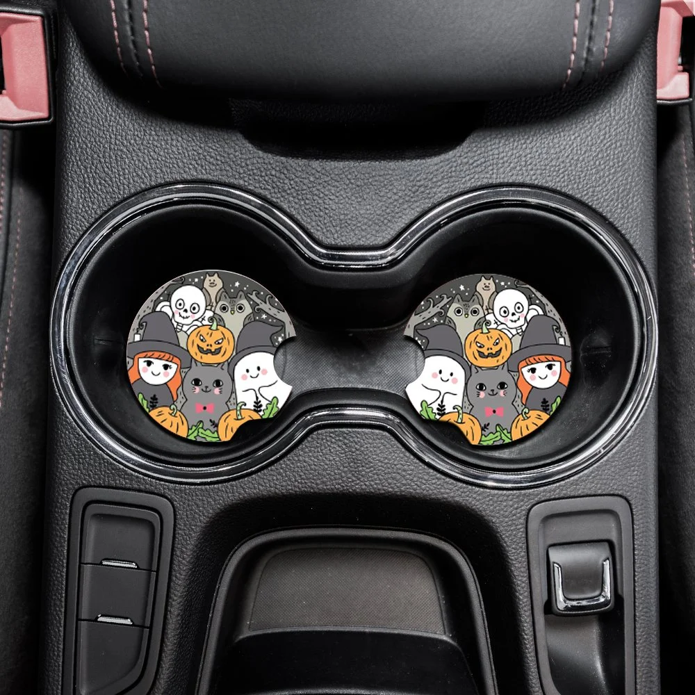 Spooky Cute Halloween Car Coaster Set