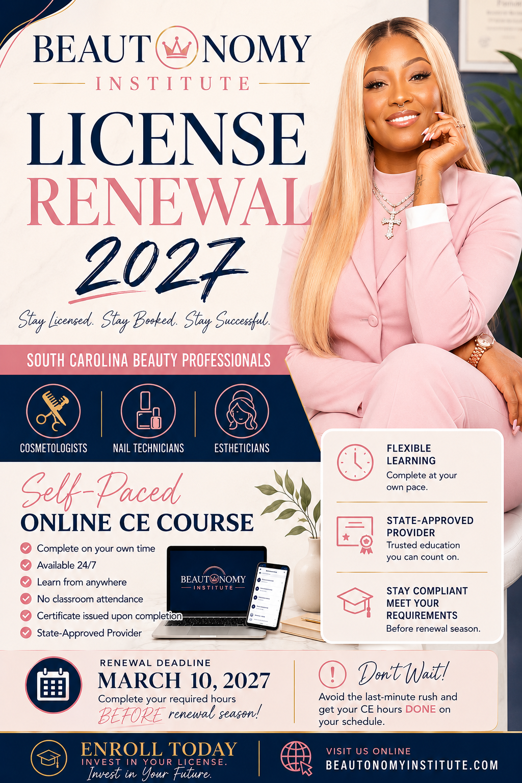 Business and Sanitation -4 hr CE Course for South Carolina Cosmetologist