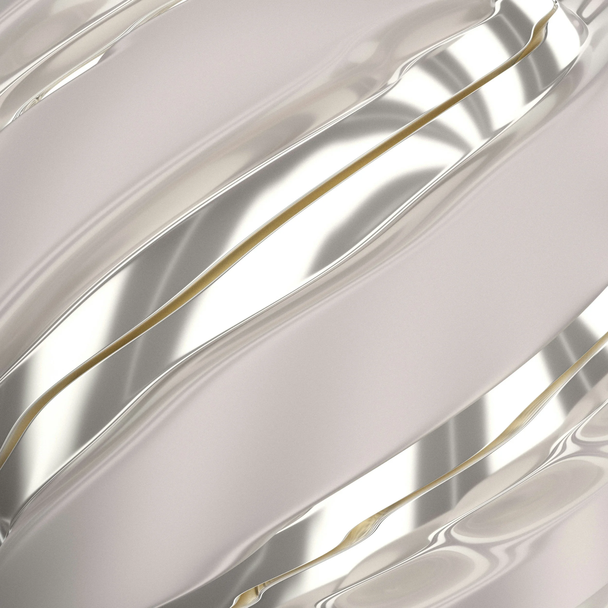 Close-up of a metallic surface with sleek, reflective chrome finish, showing smooth, curved lines.