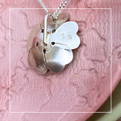 Stirling Silver flower bloom necklace back Forged with Grace and Joy.png