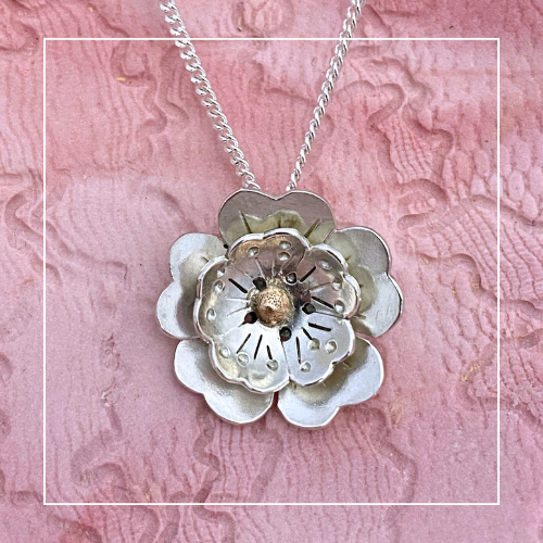 Stirling Silver flower bloom large necklace Forged with Grace and Joy 3.png