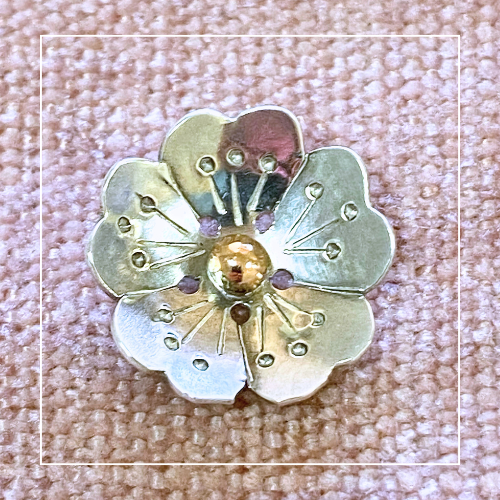 Stirling Silver flower bloom medium pendant Forged with Grace and Joy.png