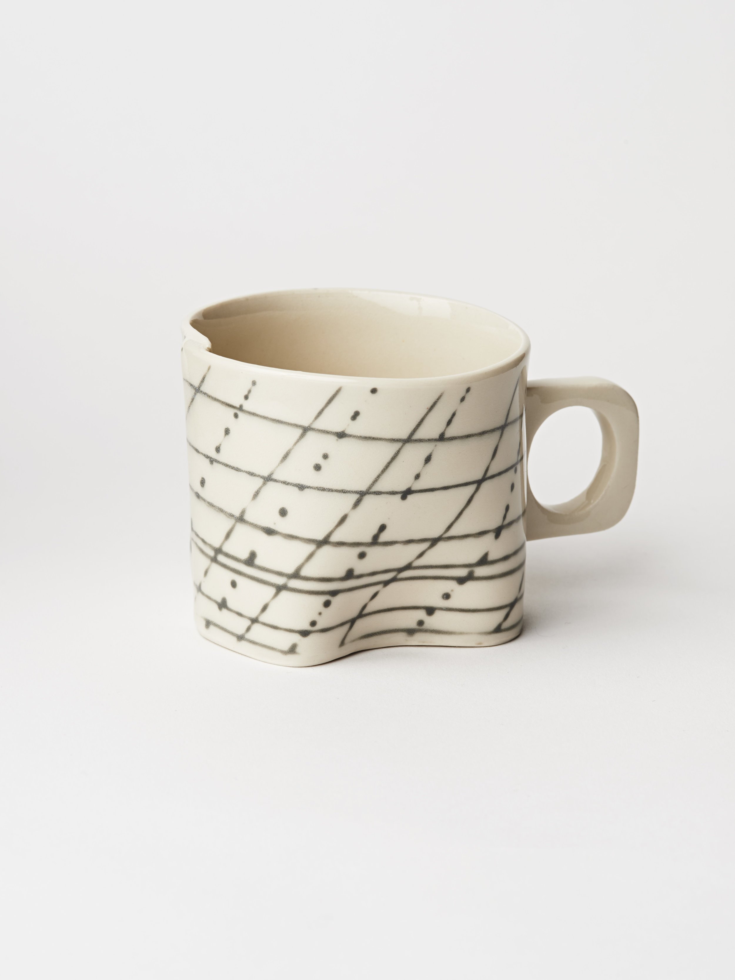 Small Mug- White w/ Black Grid