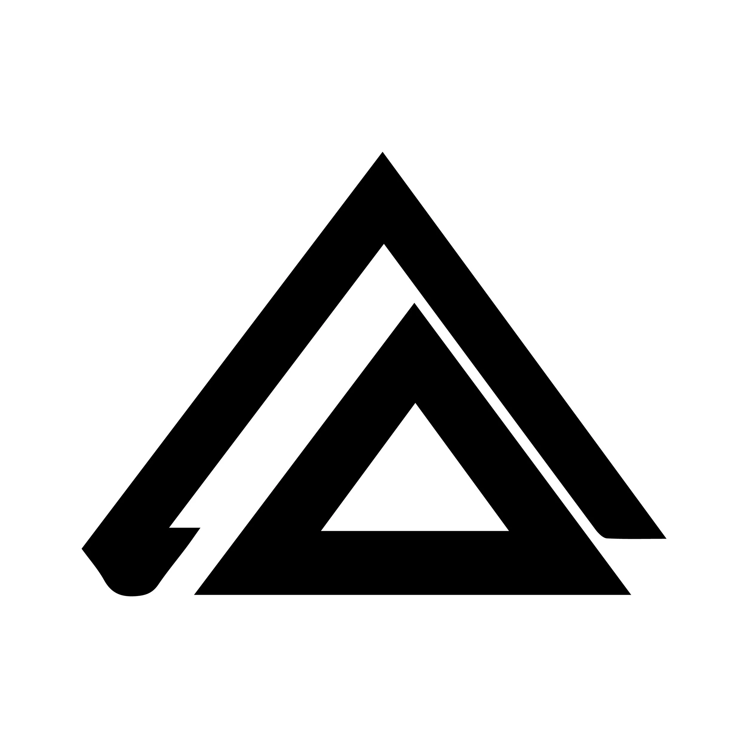 A black and white abstract triangle pattern with bold lines forming layered triangles.