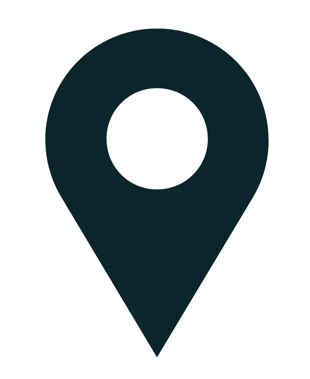 Icon of a location pin, commonly used to denote a specific place on a map.