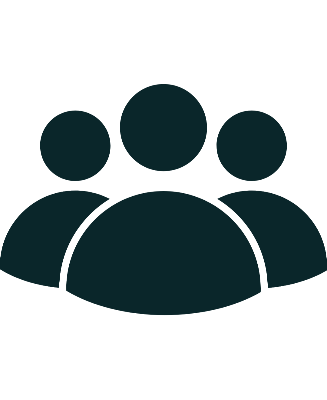 Icon of three people standing together, representing a group or community.