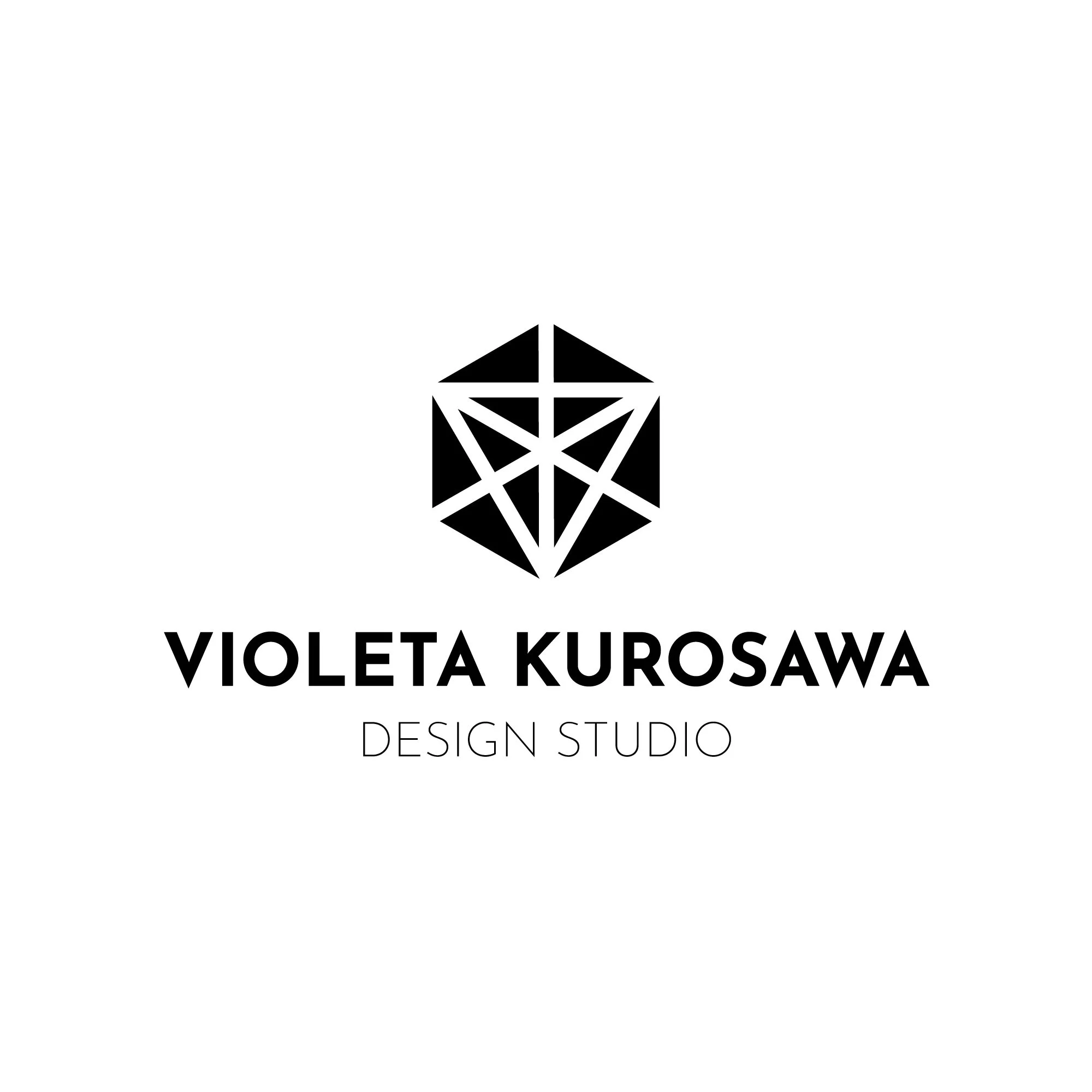 A black and white logo featuring a geometric diamond shape with the text 'VIOLETTA KUROSAWA' above 'DESIGN STUDIO' below.