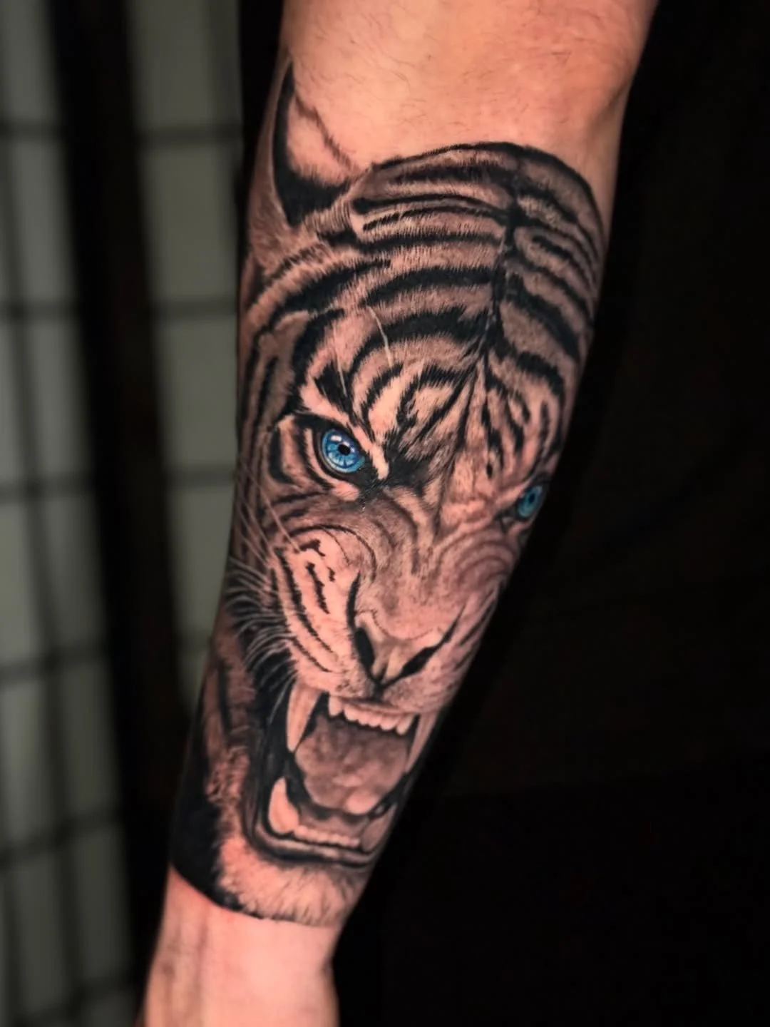 Black and grey realism tiger tattoo