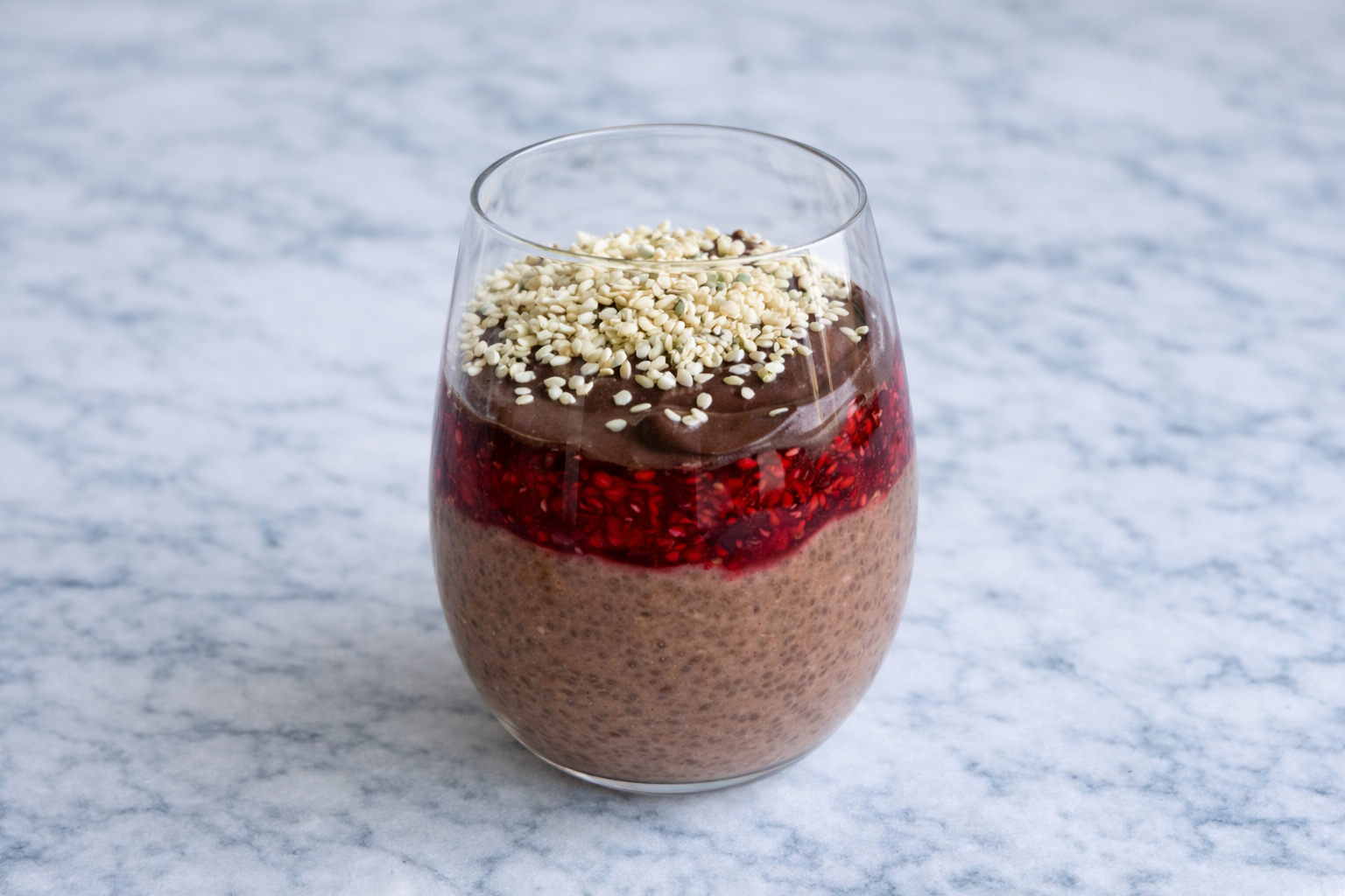 High Protein Low FODMAP Chocolate, PB &amp; Raspberry Chia Seed Pudding