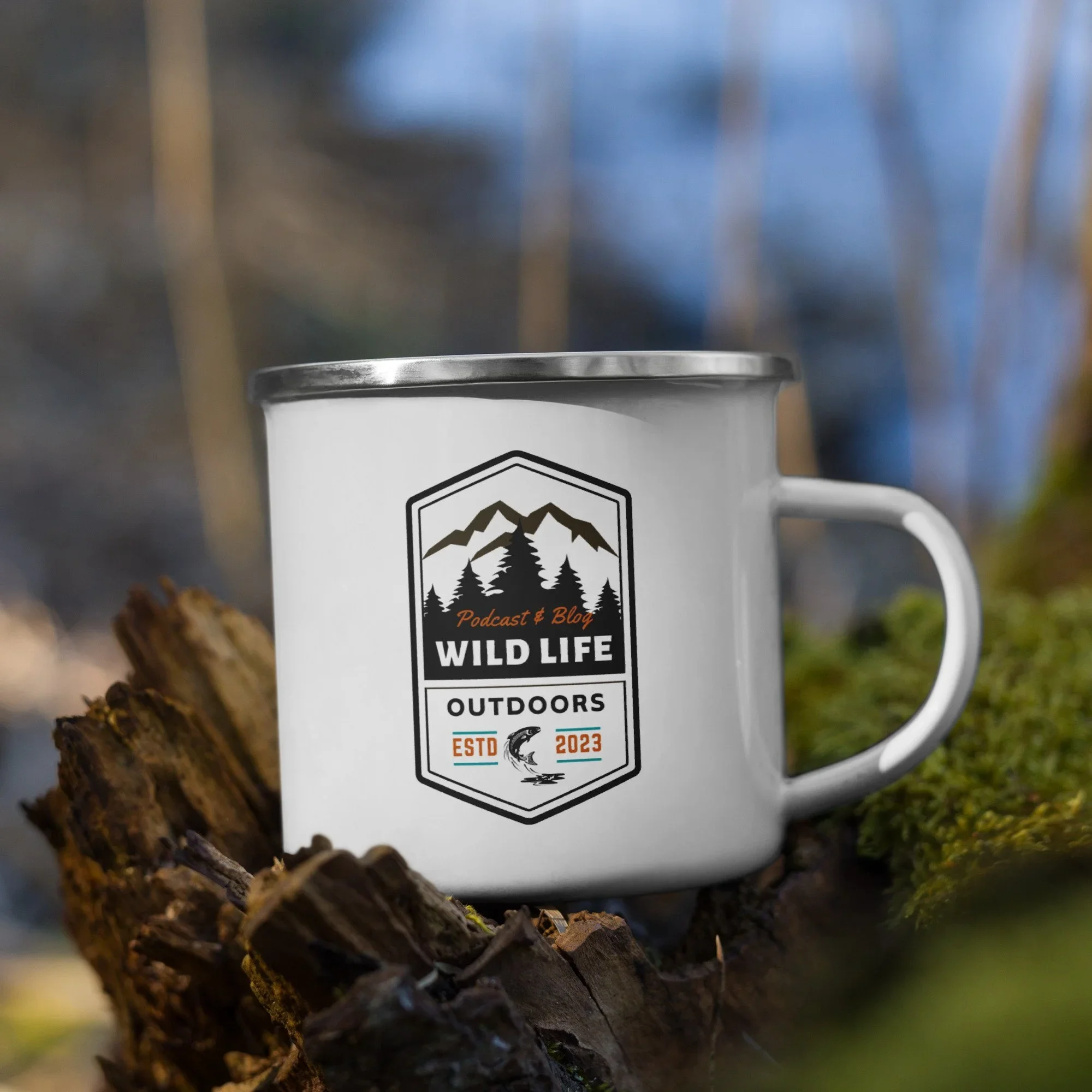 Wild Life Outdoors Logo Enamel Mug