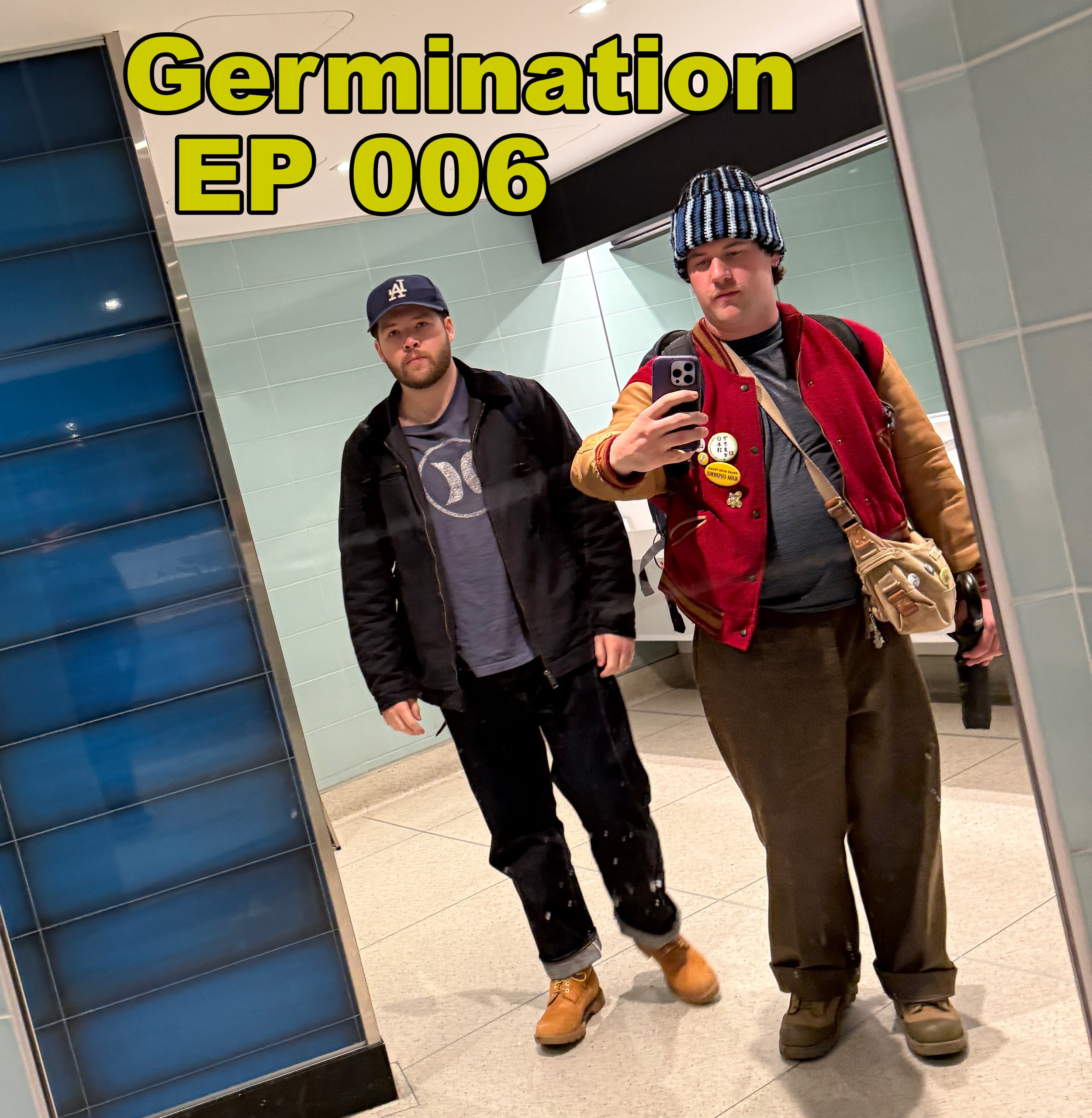 Germination Radio EP 006 with Aidan Pittman and SensuaL (Luke Pratt). Aidan Pittman and SensuaL (Luke Pratt) in the airport bathroom.