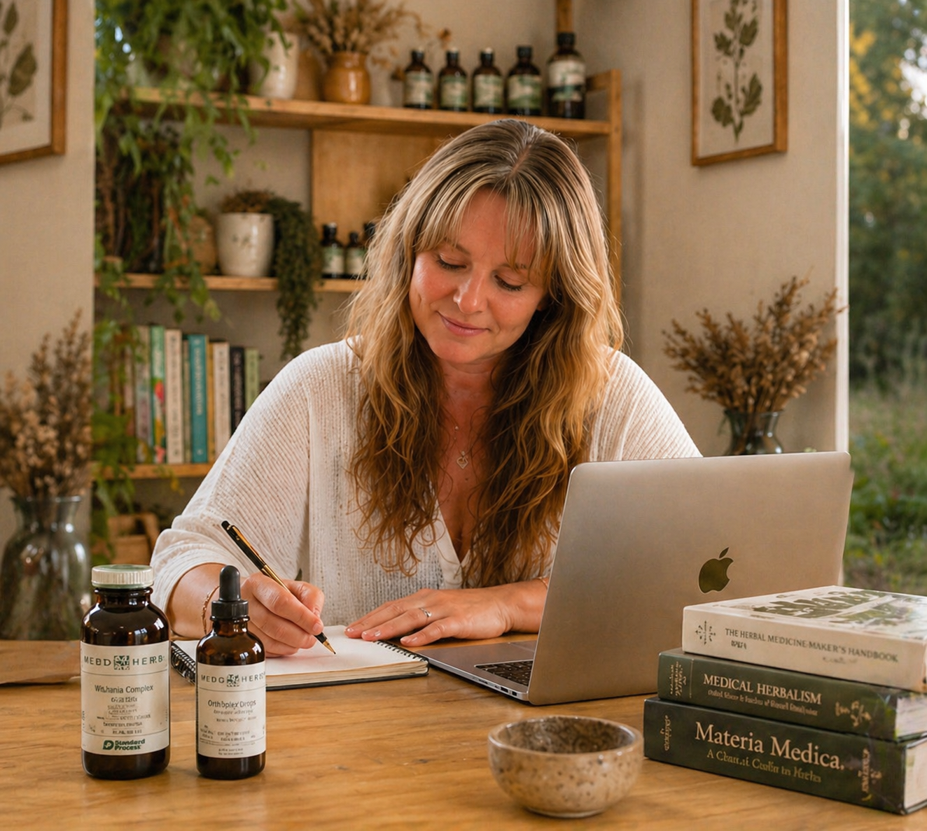 Image of Maja Szumylo, the Gold Coast naturopath and nutritionist running a consultation at a clinic.