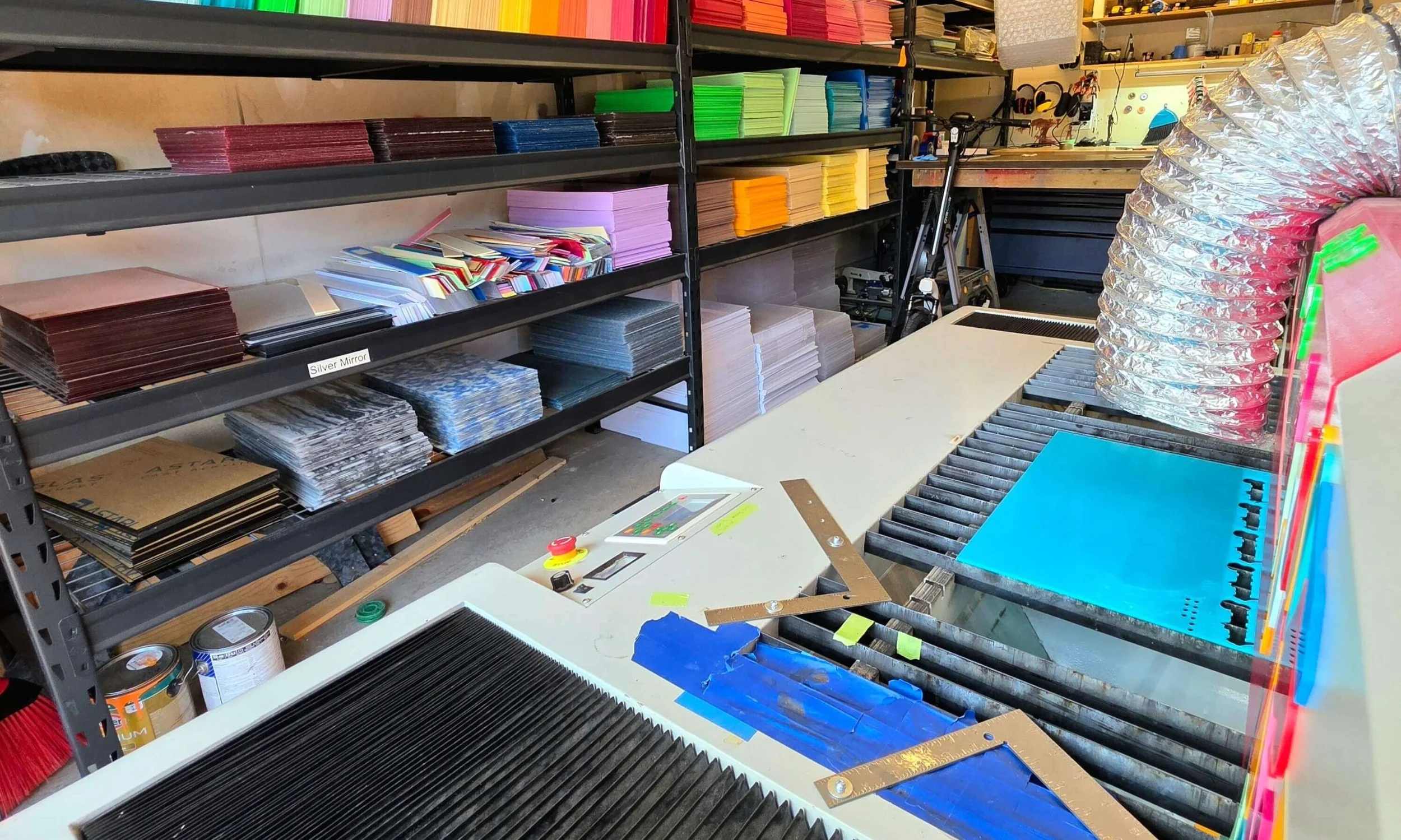 the ez-plex shop and shelves of acrylic inventory