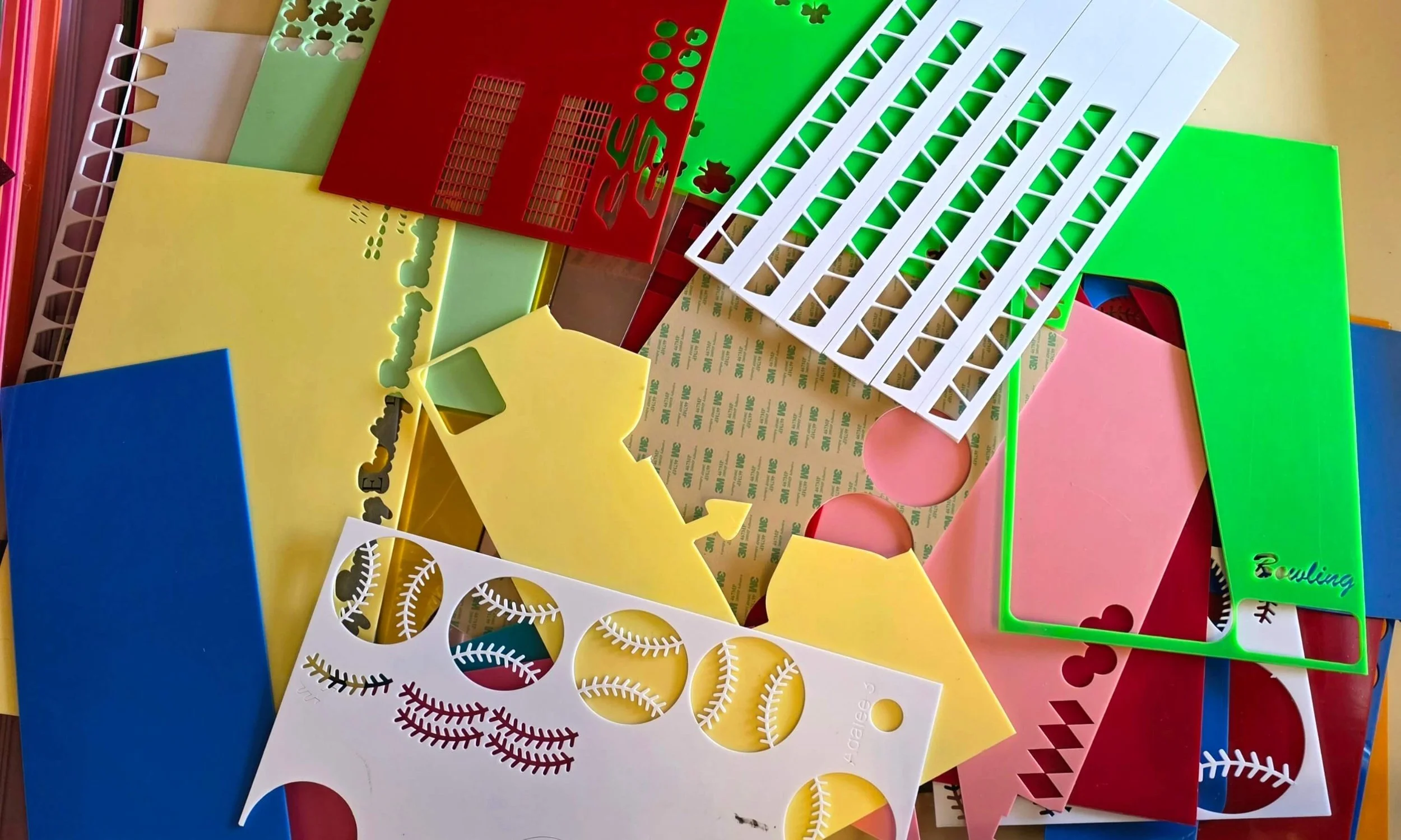 Shows all the cuts we have made on gloforge size acrylic sheets