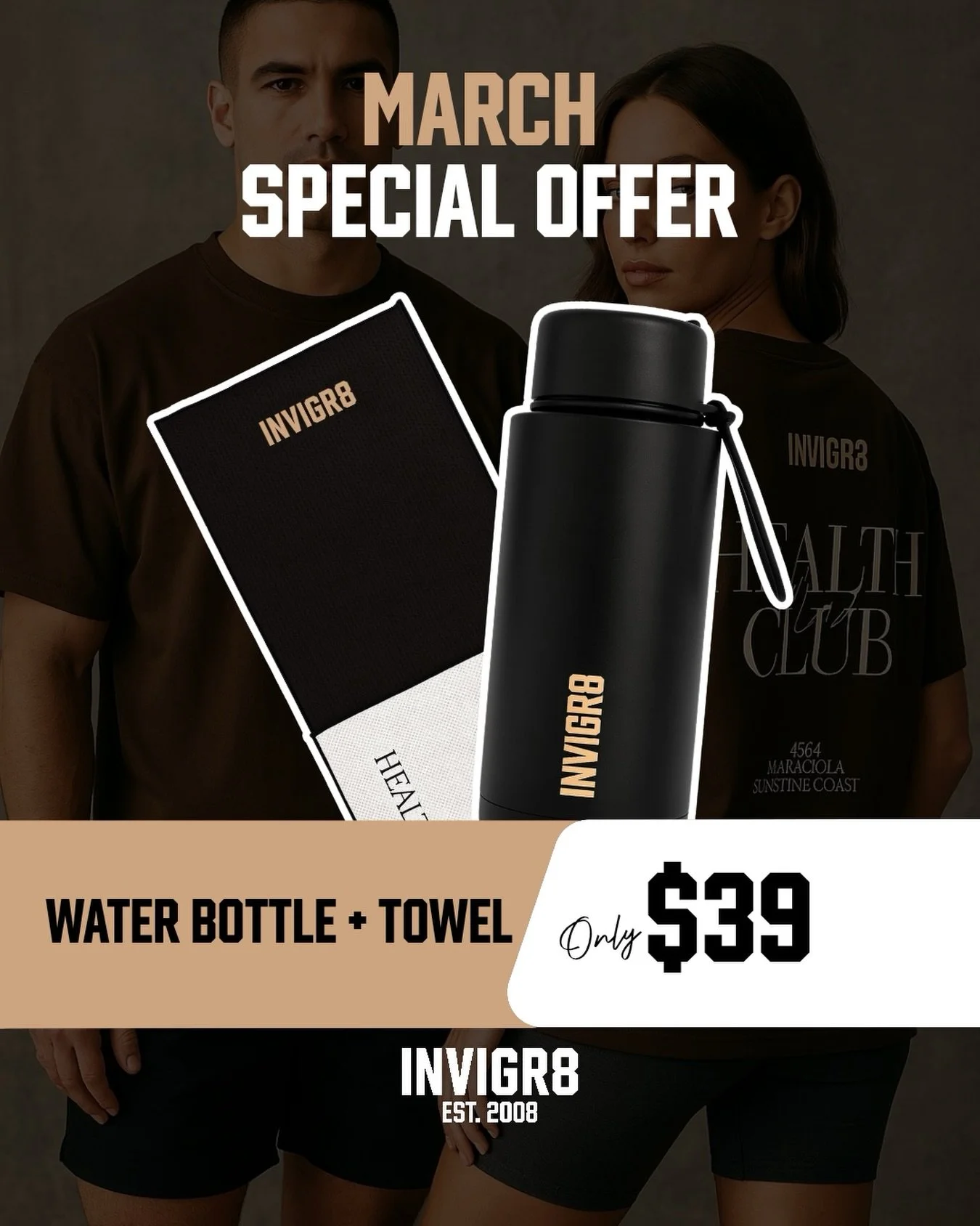 You loved our Feb special&hellip; so we&rsquo;re backing it up 👏🏽

Our MARCH SPECIAL is here -
Water Bottle + Gym Towel 
For just $39

Limited stock.