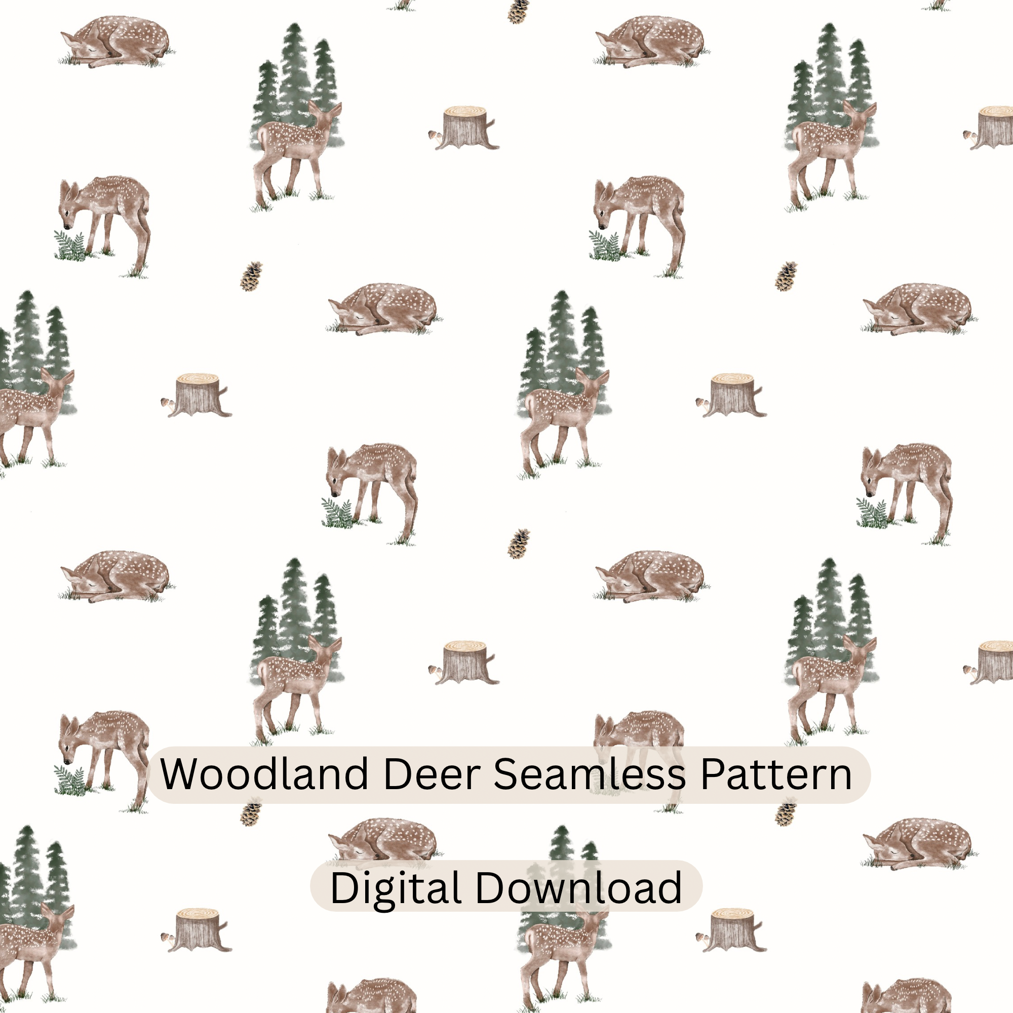 Woodland Deer Seamless Pattern - 1.png