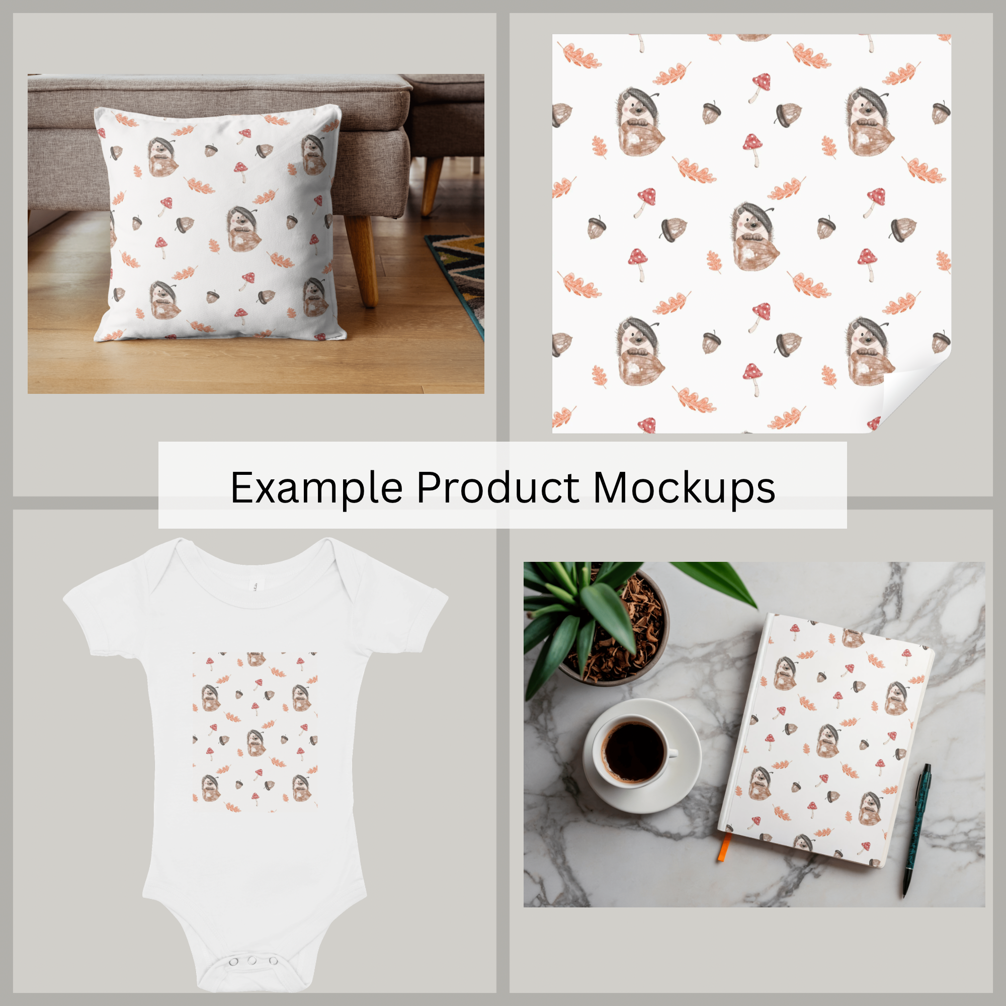 Woodland Hedgehog Seamless Pattern - 3.png