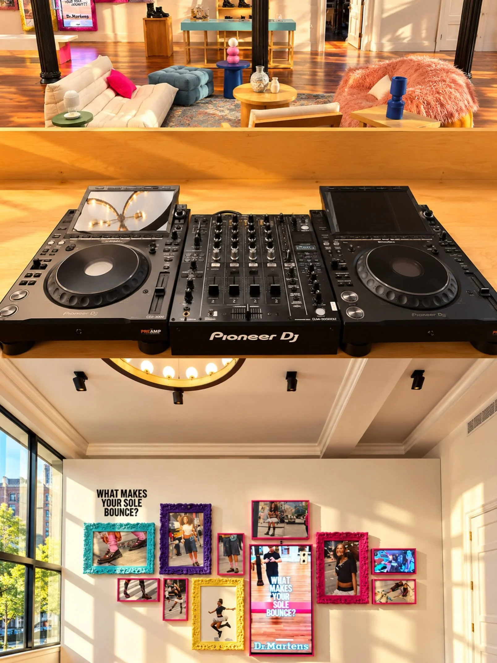 We brought in the CDJ-3000s and worked with a custom DJ booth featuring a built-in mouse hole that kept all the cabling virtually out of sight. Clean setup, no cable chaos.

We love collaborating with fabrication teams to bring our clients&rsquo; vis