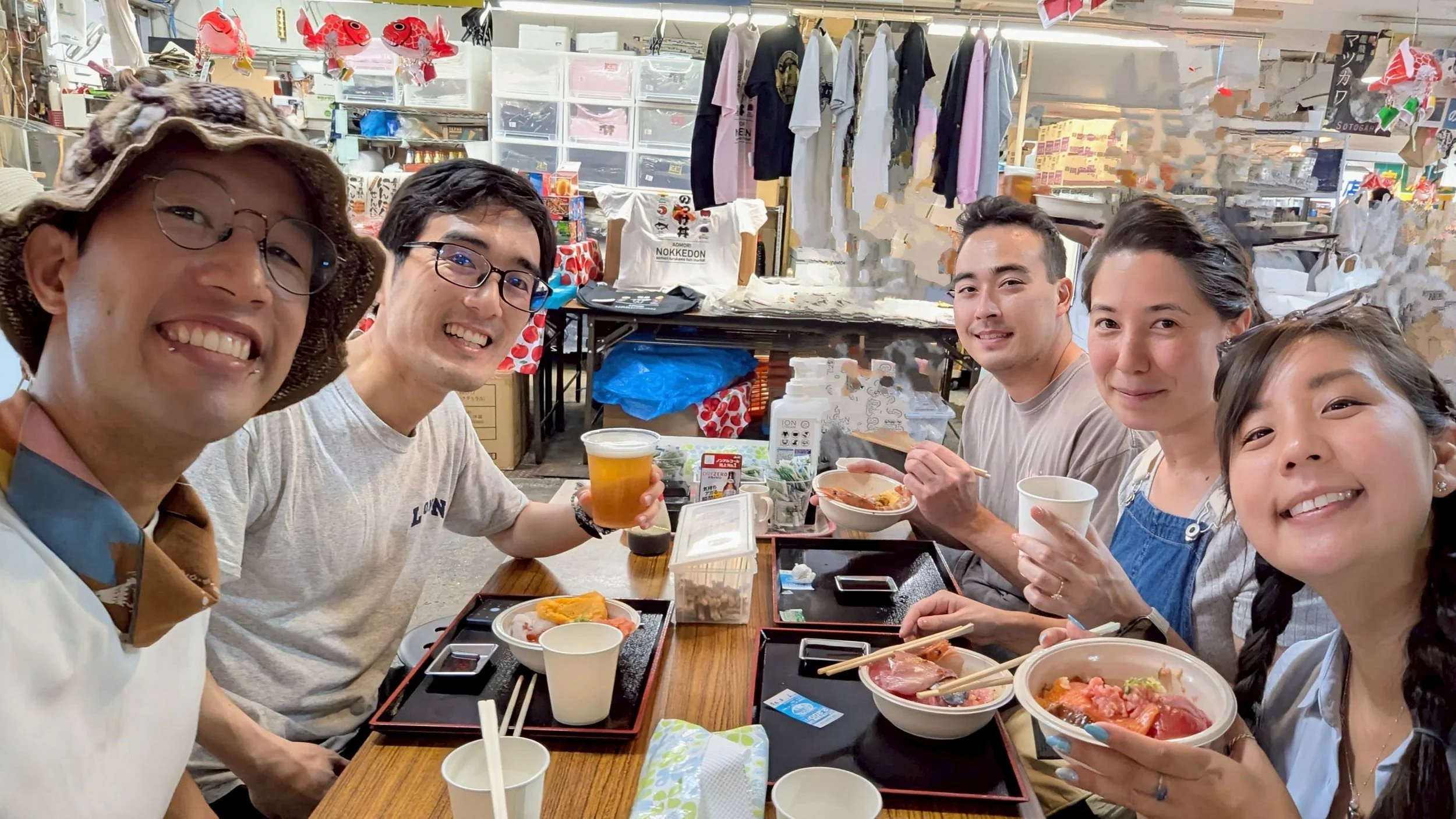  Nokkedon Seafood Bowl, Aomori with college friends and my now husband (fiancé at the time), August 2025 