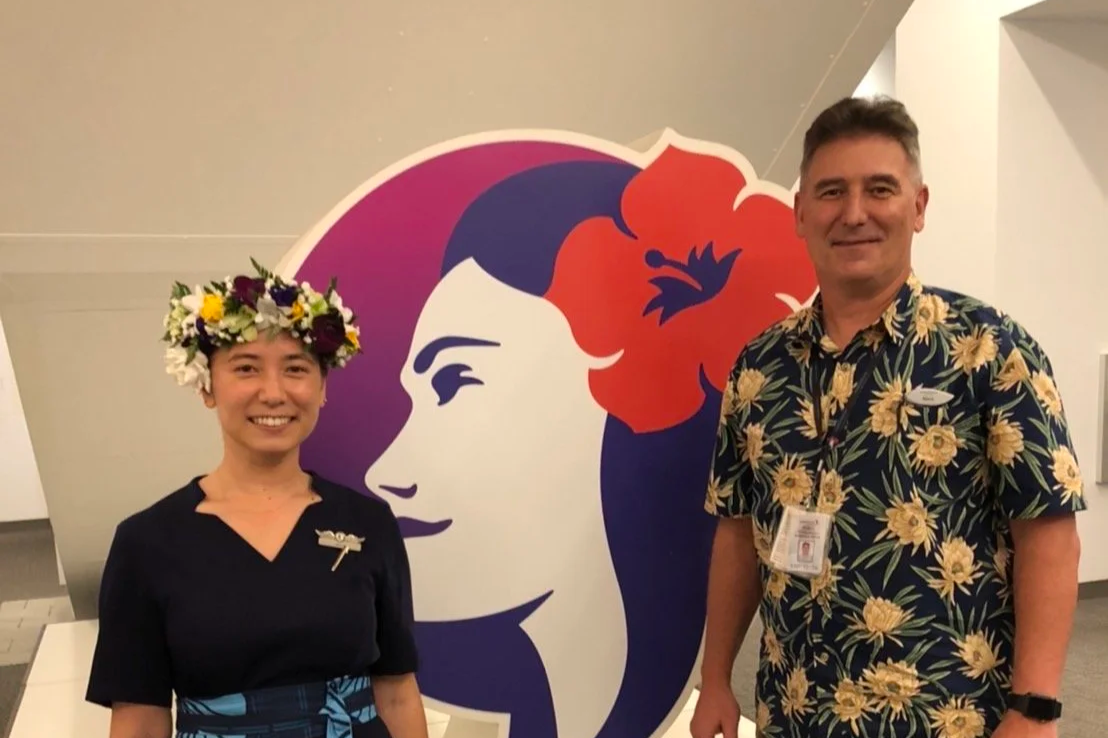  First day on the line as a Flight Attendant at Hawaiian Airlines. With my dad in May 2022 