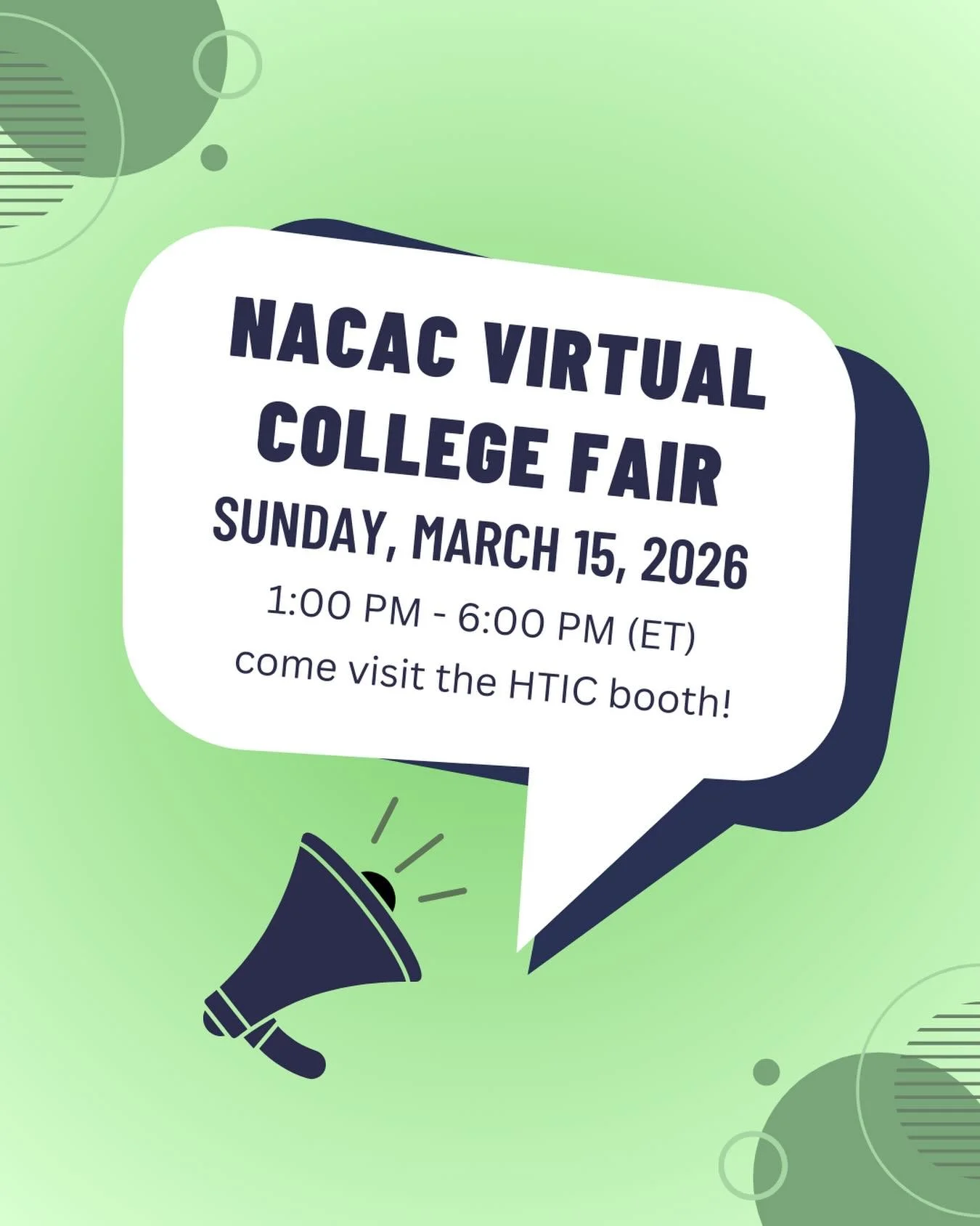 HTIC will be participating in the upcoming NACAC virtual college fair. If you or anyone you know is interested in learning more about us, please visit our booth! 
#htic #hawaiitokai #college #collegefair #NACAC
