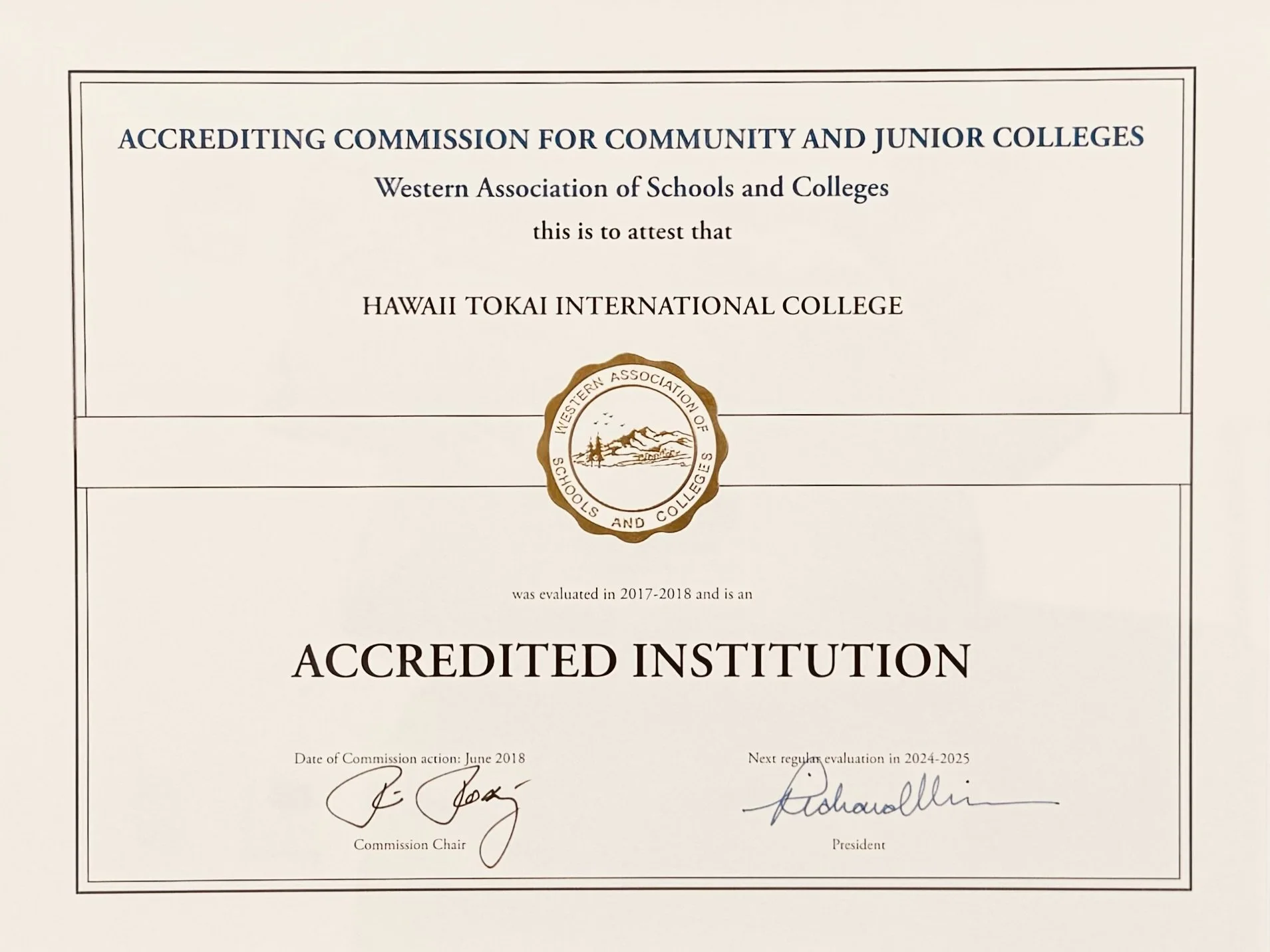 ACCJC Certificate