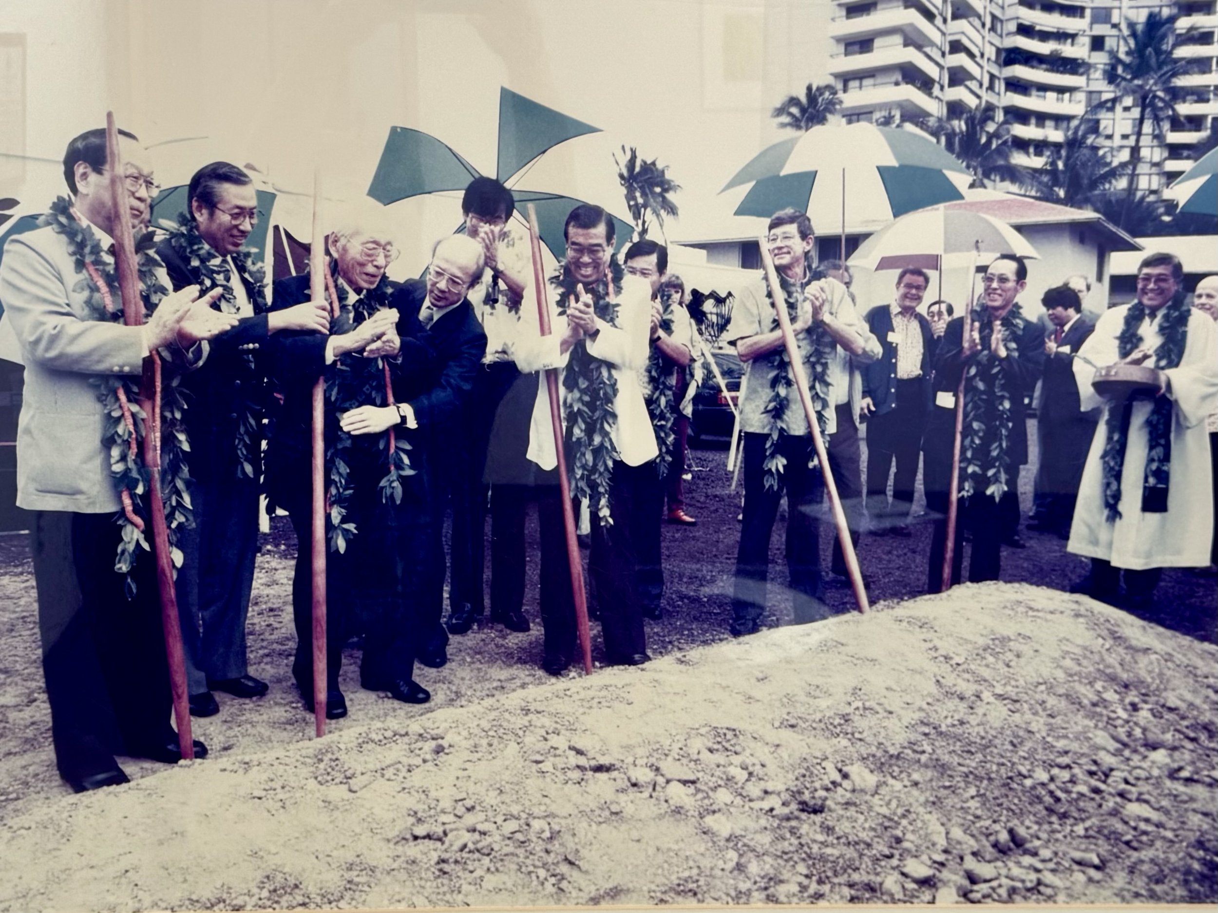 Dec 1988: Groundbreaking ceremony for Tokai University pacific Center in Honolulu