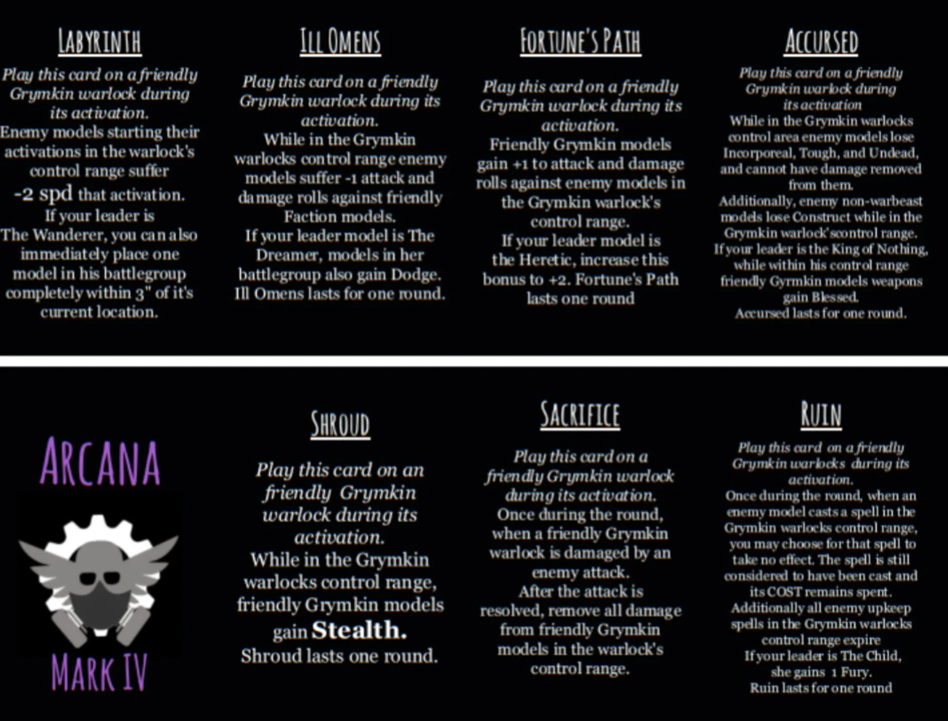 Grumpy Kins Arcane Command Card Add On