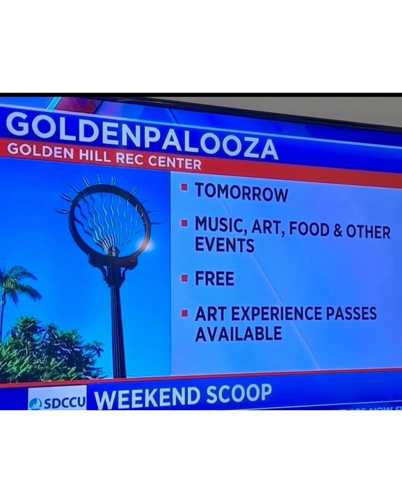 We&rsquo;re feeling so grateful - Fox5 San Diego featured Goldenpalooza on their Weekend Scoop this morning!

Big thanks to the team for helping shine a light on our little festival with a big purpose. As a Title 1 school, this event helps raise fund