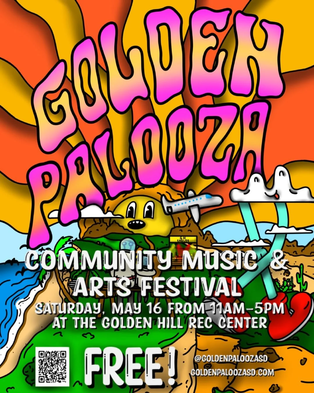 The official Goldenpalooza 2026 poster just dropped. 🎨

Bright, bold, and full of festival energy - this year&rsquo;s artwork captures the creative spirit of Goldenpalooza perfectly.

Poster art by @the_princeofprints 

Join us Saturday, May 16 &bul