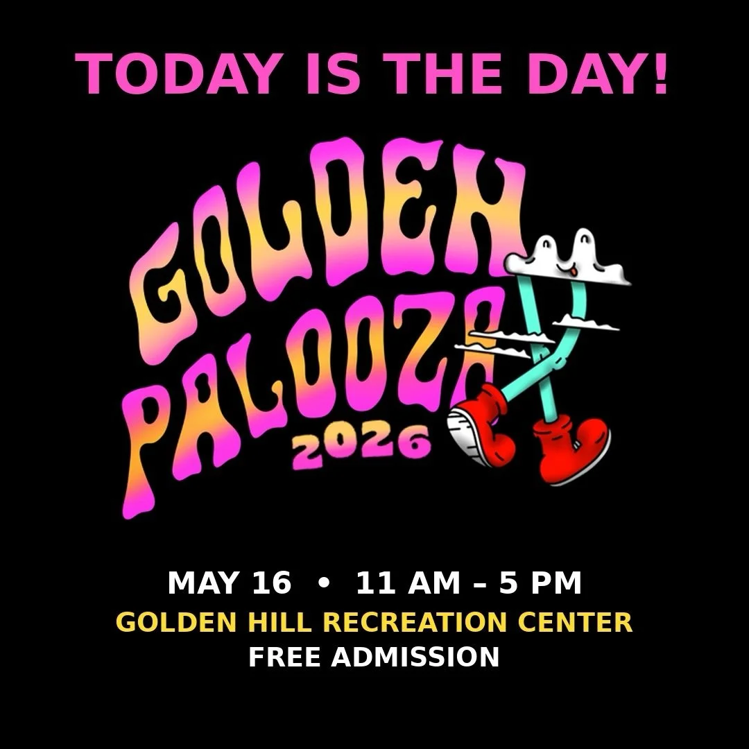 Today is the day. 🎉

Goldenpalooza 2026 is HERE.

Golden Hill Recreation Center &bull; 11 AM - 5 PM &bull; Free admission

Two stages. Five bands. Four dance performances. Nine food vendors. 30+ local makers. Live art. Interactive workshops. And a w