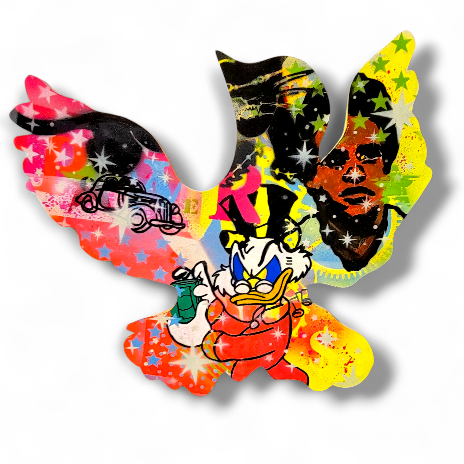 "Whose in charge"
Acrylic, oil pastel, on wooden sculpture