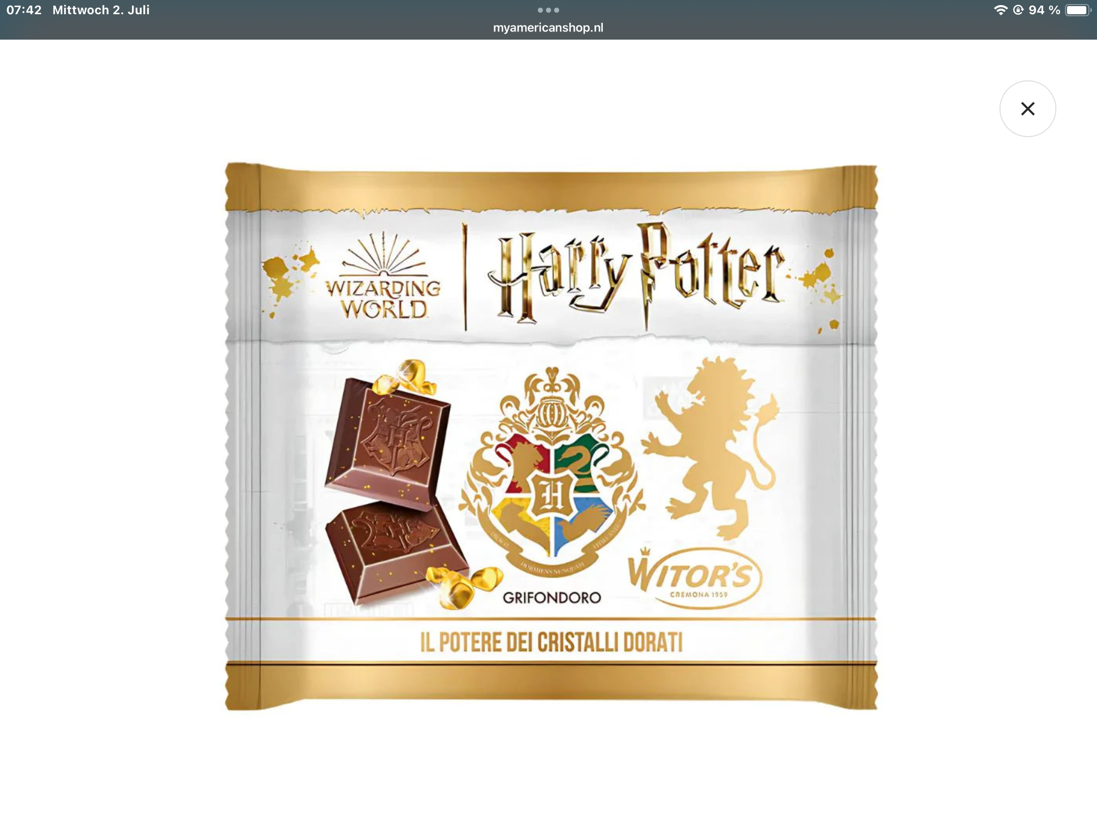 Witor’s Harry Potter Bar milk chocolate with golden crystals