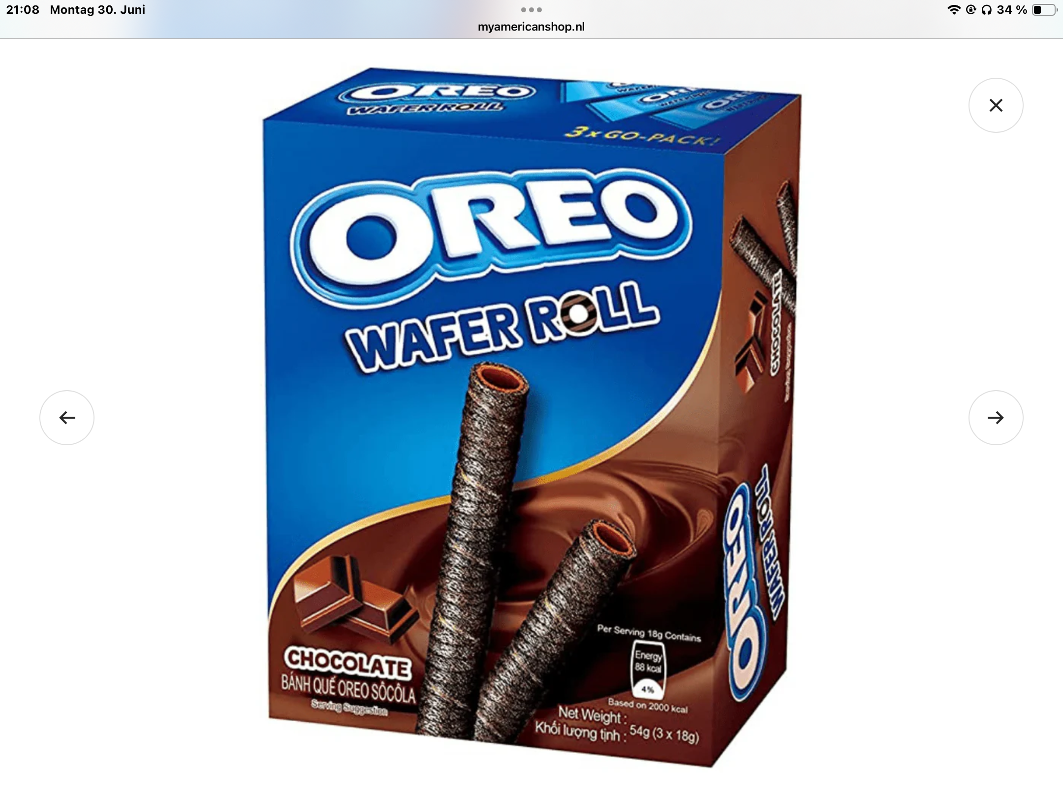 Oreo wafer roll chocolate