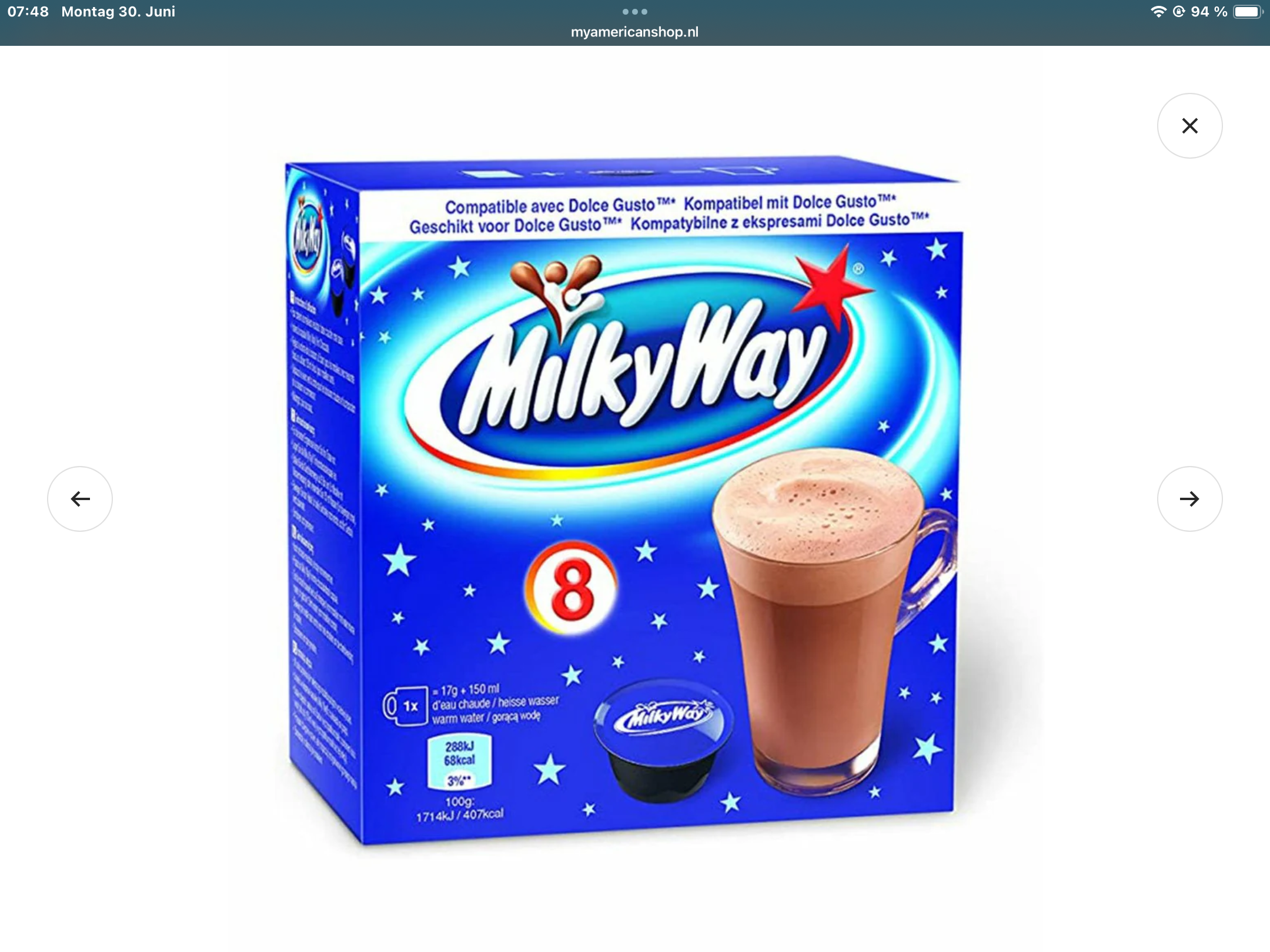 Nescafé pods dolce Gusto Milky way
