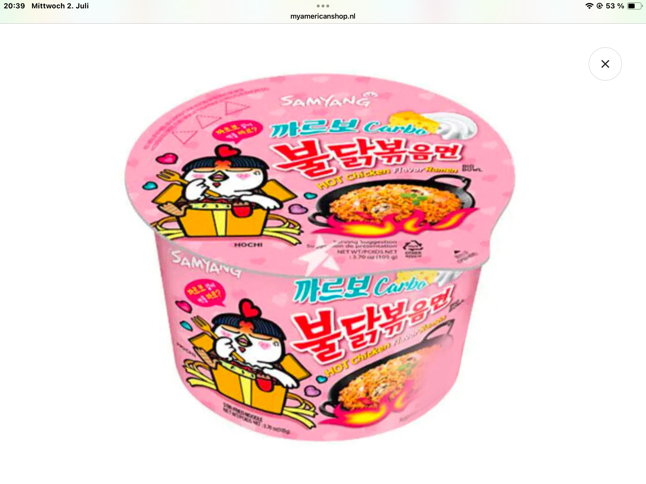 Samyang Ramen Bowl Hot chicken Carbo big