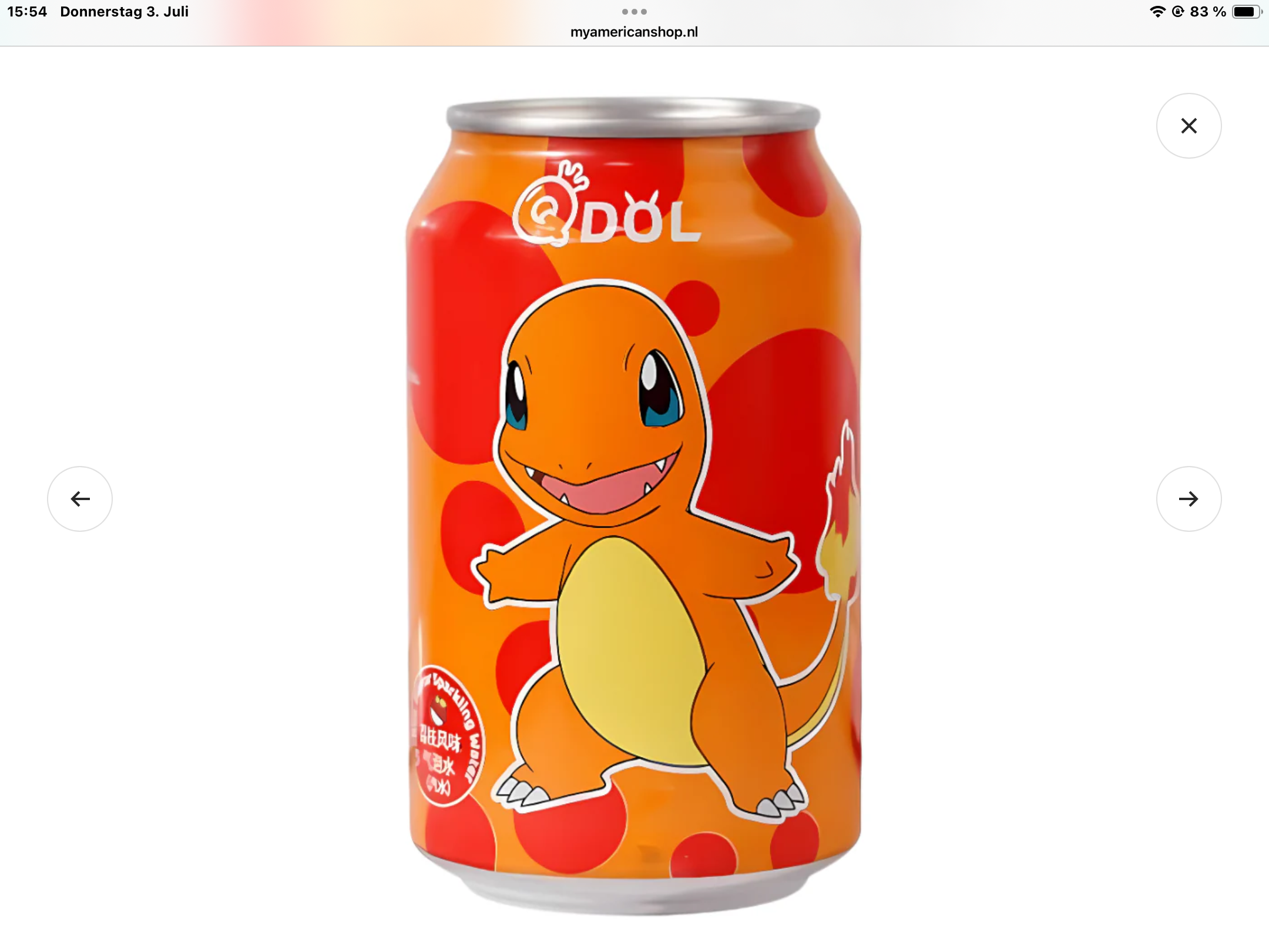 Qdol Pokémon charmander lychee flavoure sparkling water
