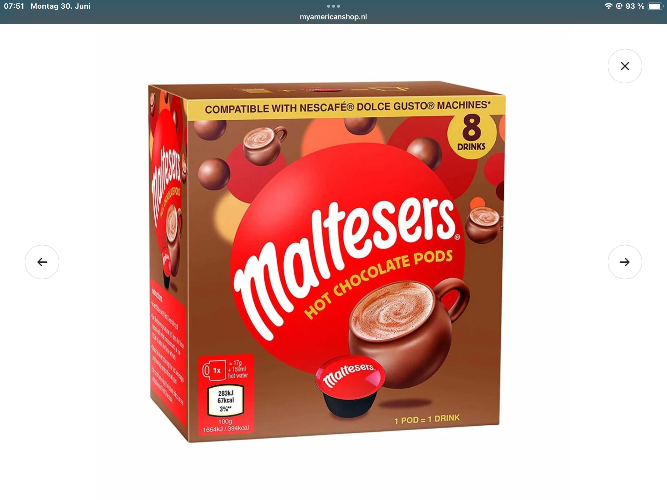 Nescafé pods dolce Gusto maltesers