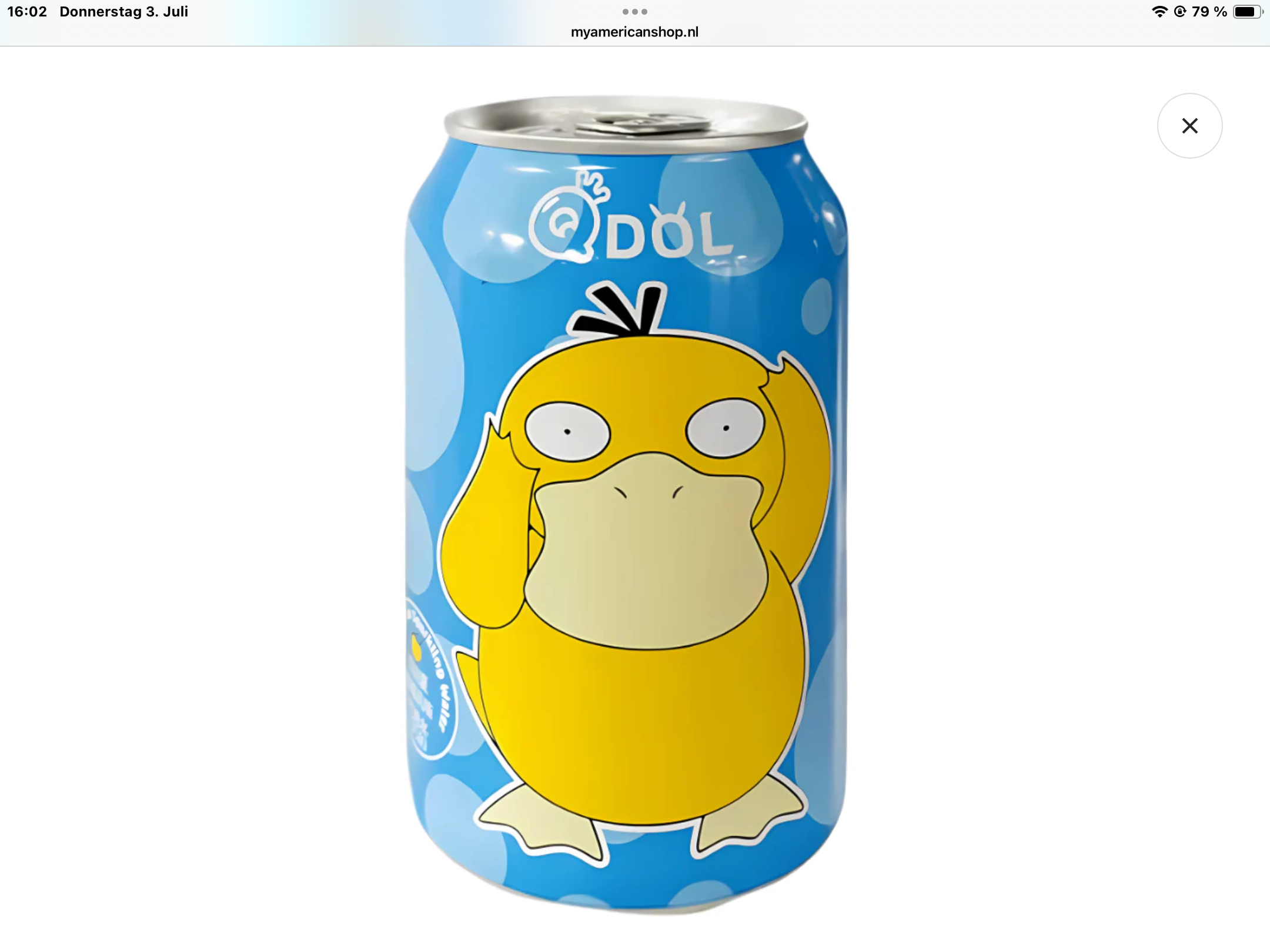 Qdol Pokémon psyduck citrus flavoured sparkling water