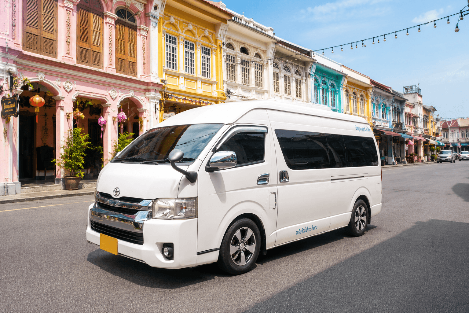 Private van and driver servicein Phuket Old Town for city tours and customized travel.